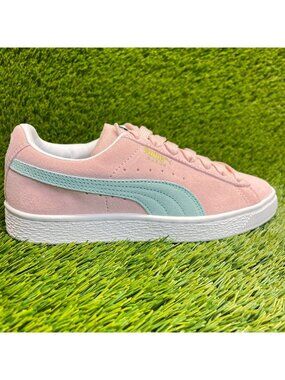 Puma Suede Classic Girls Size 5C Pink Blue White Walking Athletic Shoes Sneakers